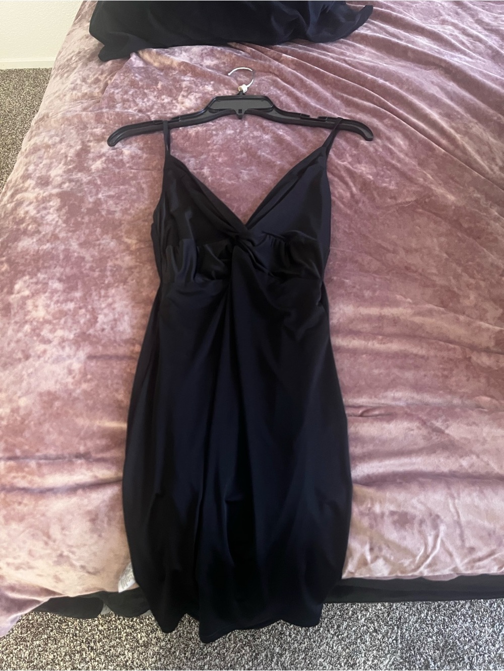 Women’s Black Spaghetti-Strap V-Neck Dress